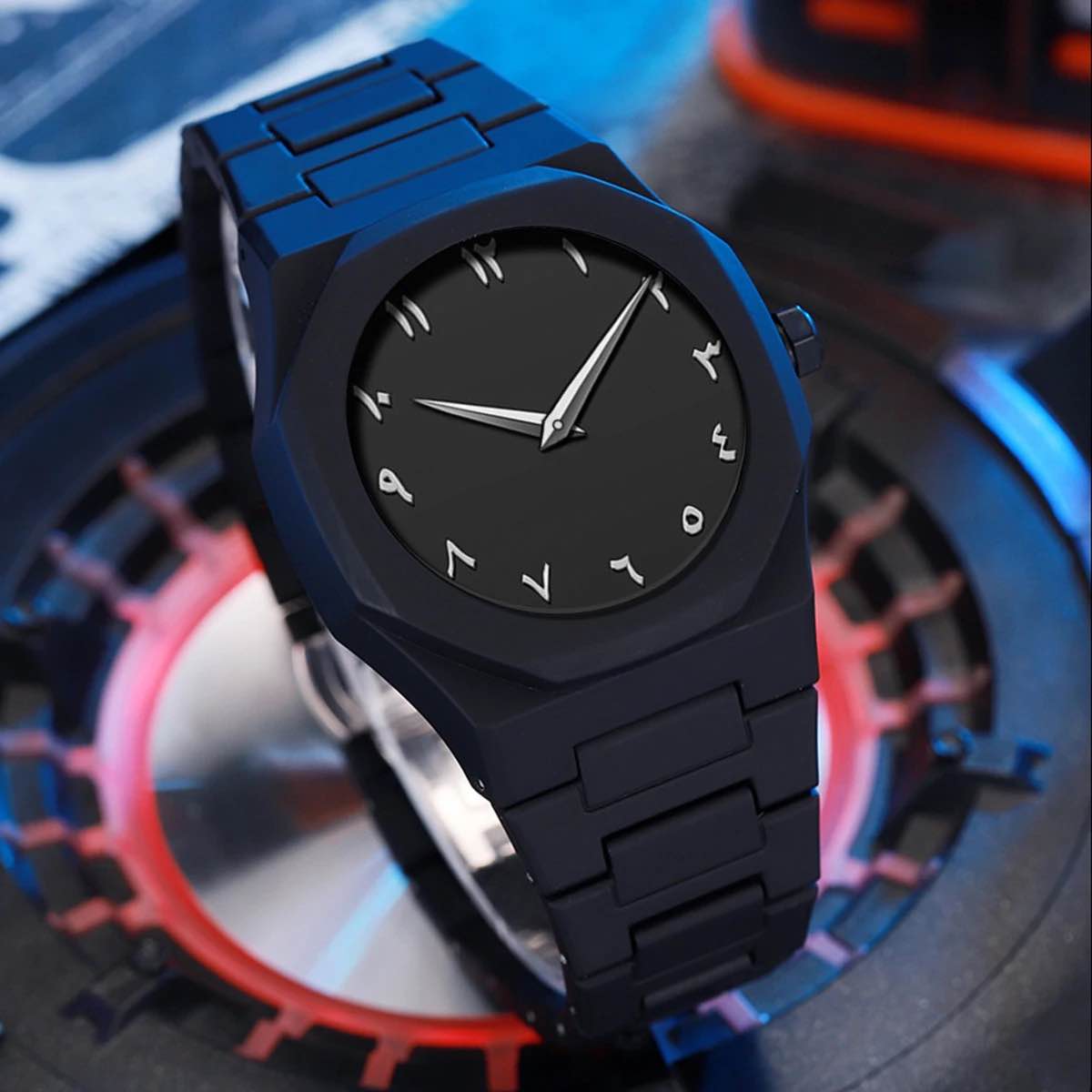 S047572a6ca8e4179a6b86c30b65deab8a আধুনিক ডিজাইনের wrist watch সম্পূর্ণ ব্ল্যাক কালার - Image 1